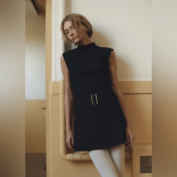 Mango Dresses & Skirts - Mango Black Sleeveless Mini Dress with Belt